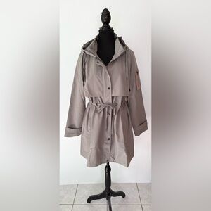 Orolay Long Hooded Windbreaker Jacket Trench Coat Grey Women's Size Large New